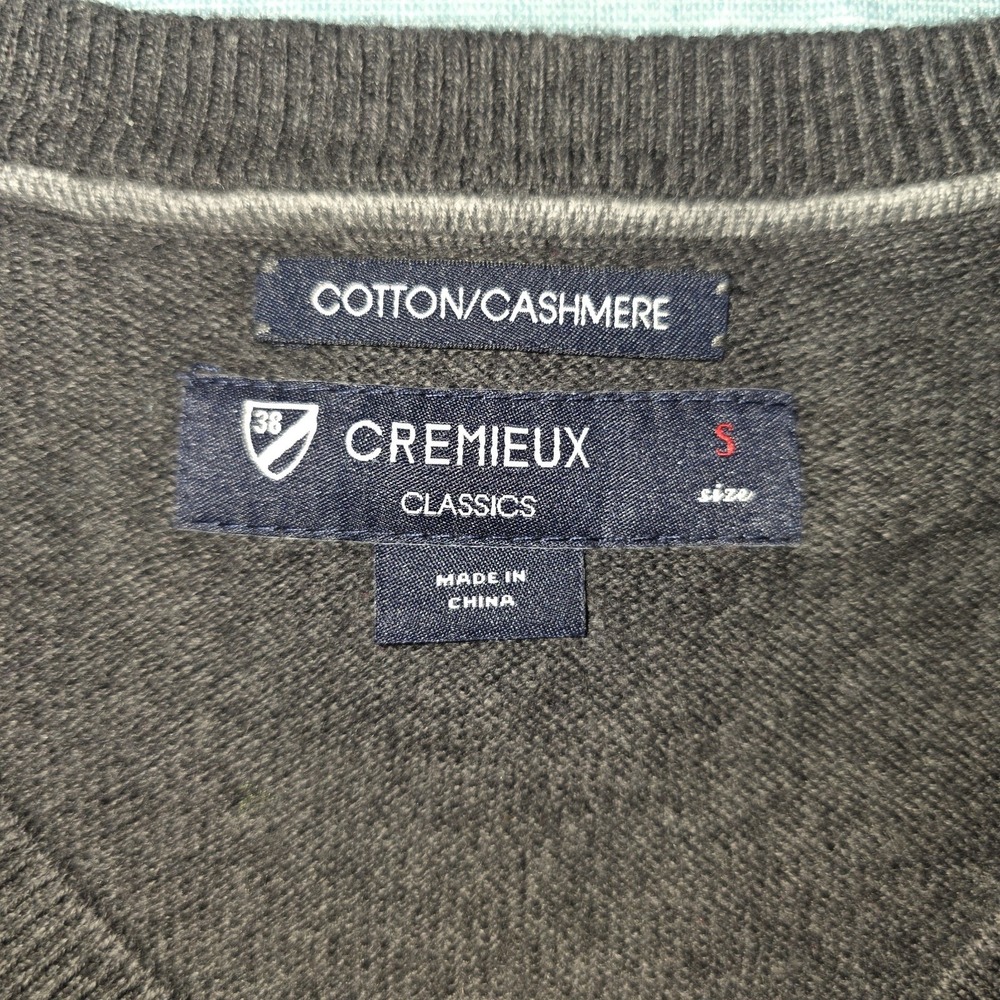 Cremieux Men's Charcoal Gray V-Neck Cozy Business Casual Cashmere Sweater Small - Picture 5 of 9
